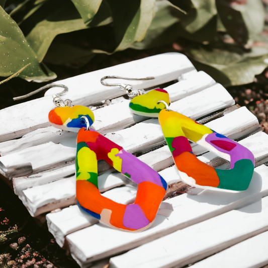 These Pretty Things Club Tropicana Collection Medium Open Teardrop Heart Topped Hook Earrings