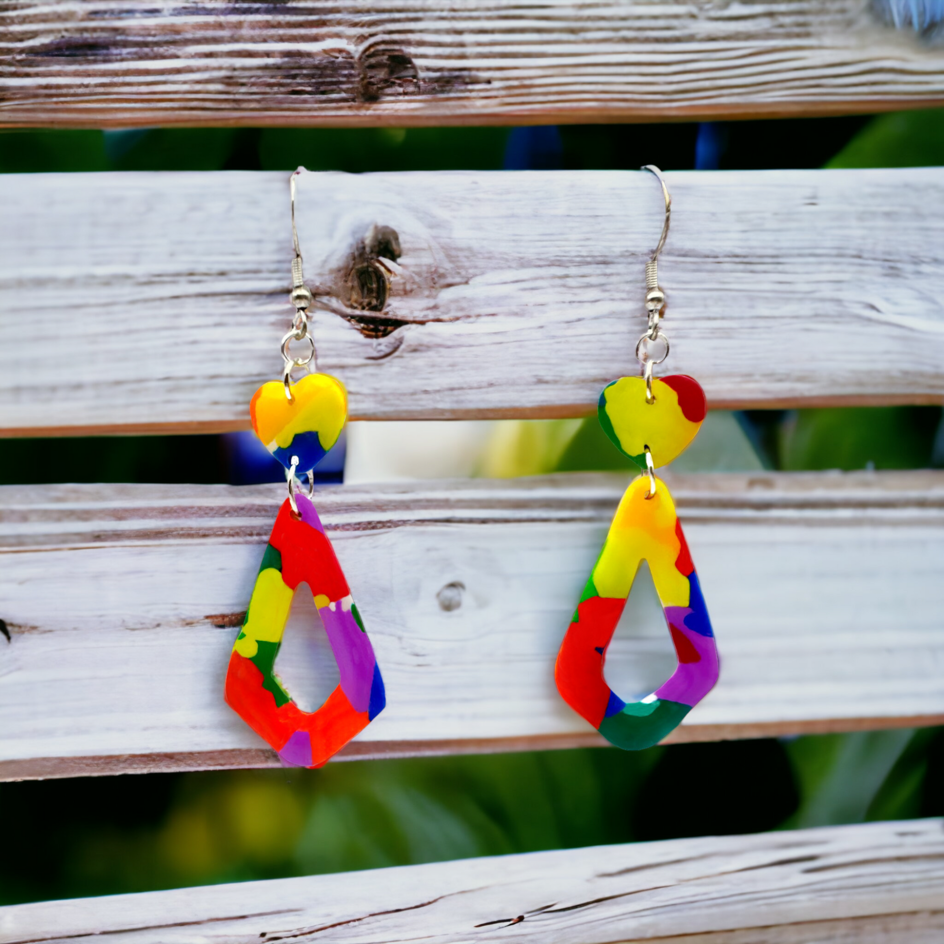 These Pretty Things Club Tropicana Collection Medium Open Teardrop Heart Topped Hook Earrings