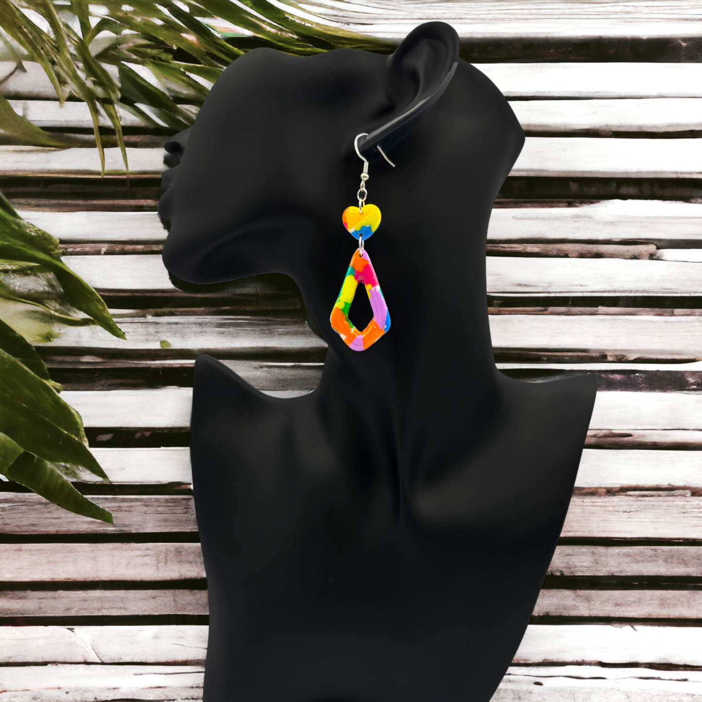These Pretty Things Club Tropicana Collection Medium Open Teardrop Heart Topped Hook Earrings