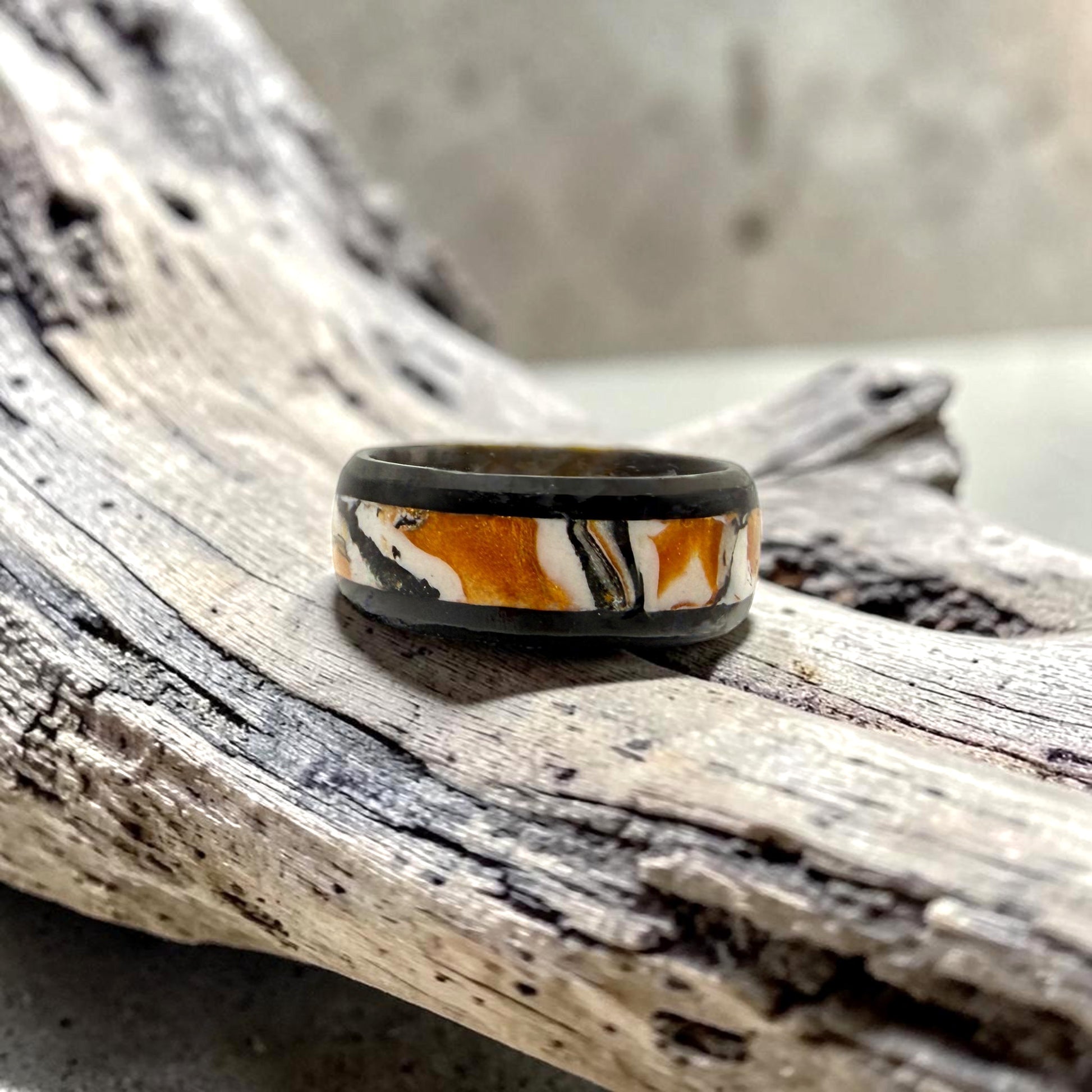 These Pretty Things Cognac Marble Black Ring