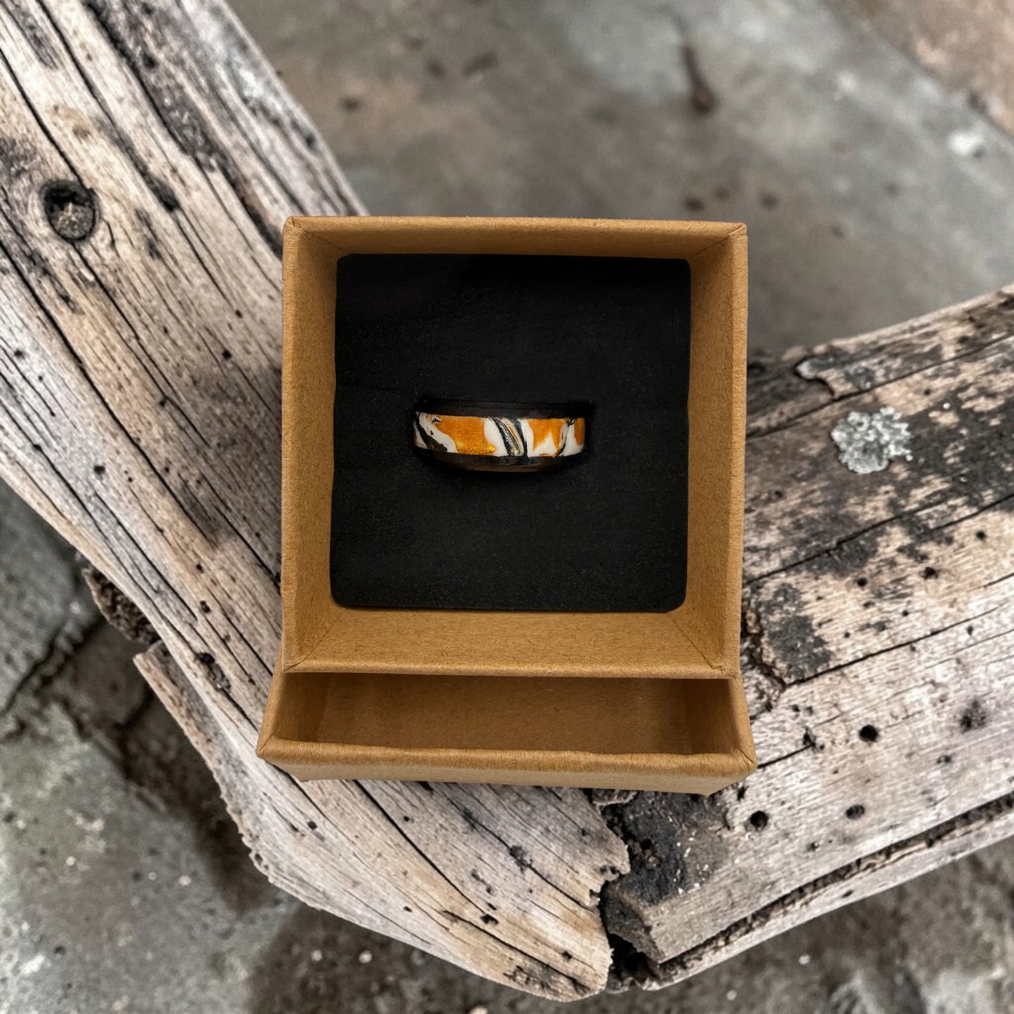 These Pretty Things Cognac Marble Black Ring