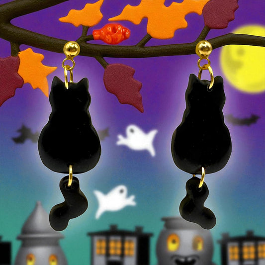 These Pretty Things Halloween Black Cat Earrings