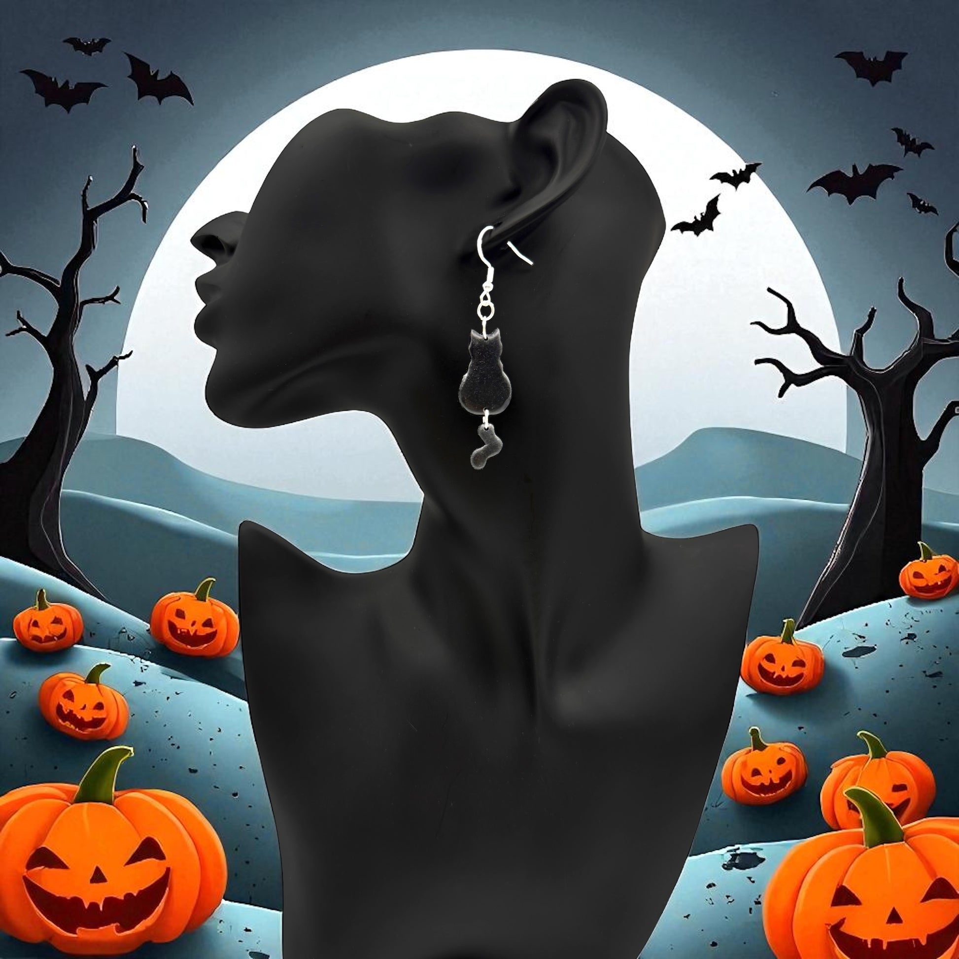 These Pretty Things Halloween Black Cat Earrings