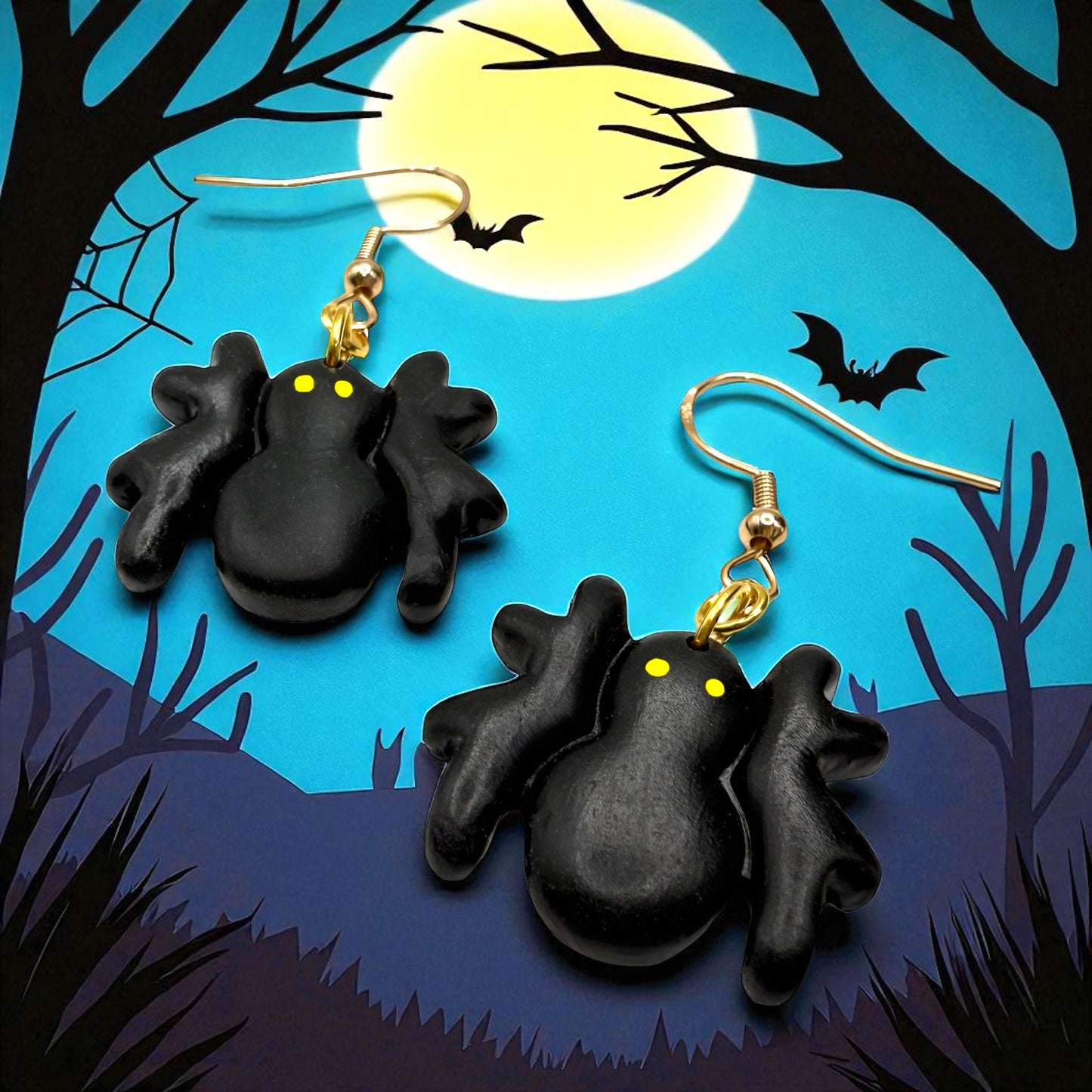 These Pretty Things Halloween Black Spider Earrings