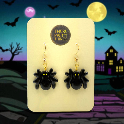 These Pretty Things Halloween Black Spider Earrings