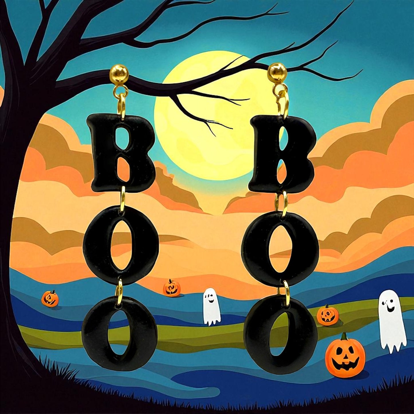 These Pretty Things Halloween Boo All Black Earrings