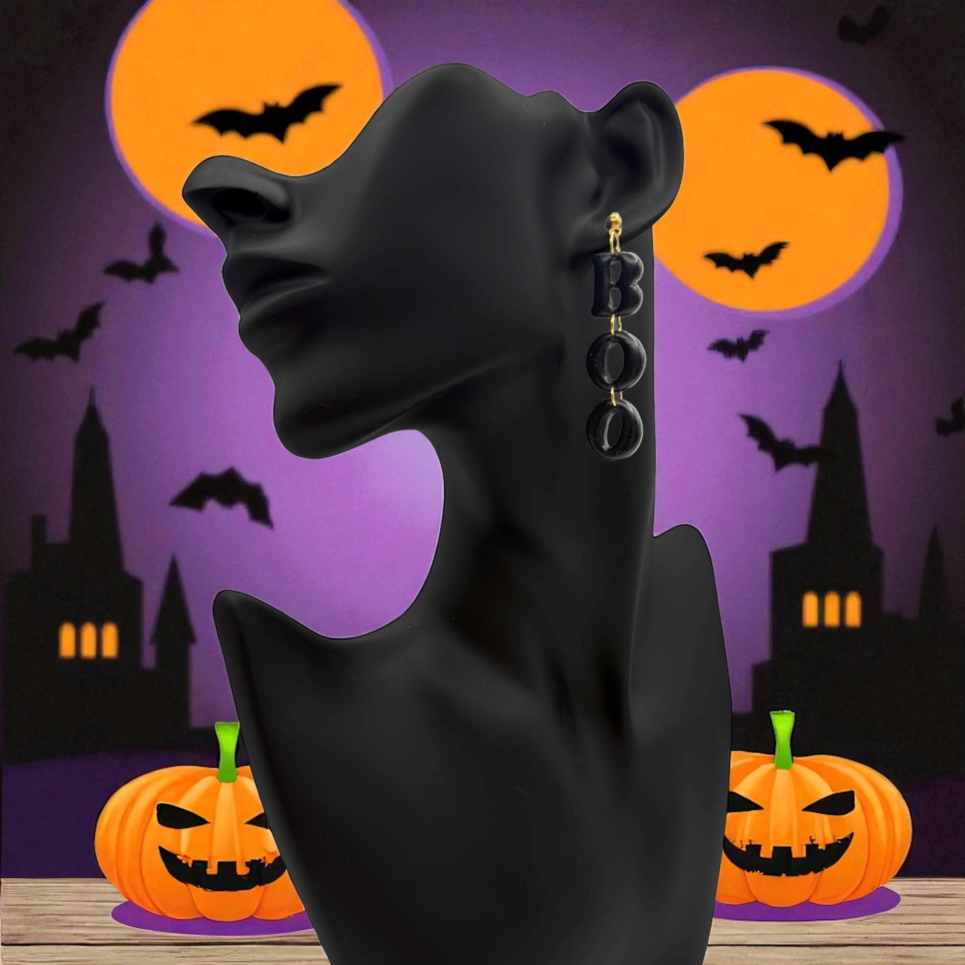 These Pretty Things Halloween Boo All Black Earrings