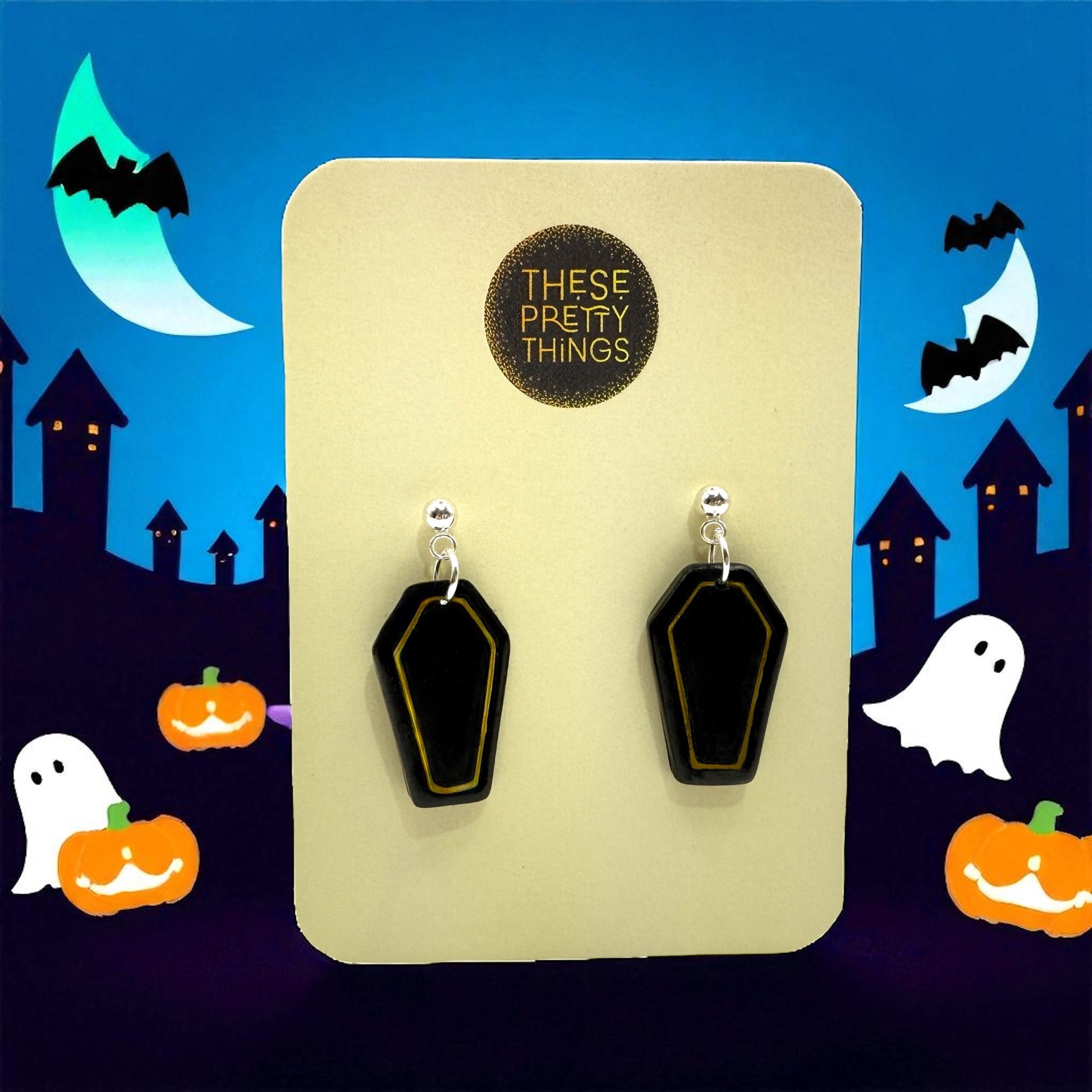These Pretty Things Halloween Coffin Earrings