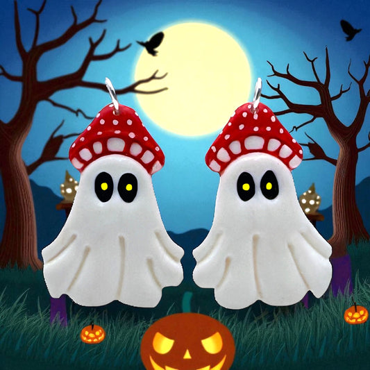 These Pretty Things Halloween Ghost Mushroom Hat Earrings