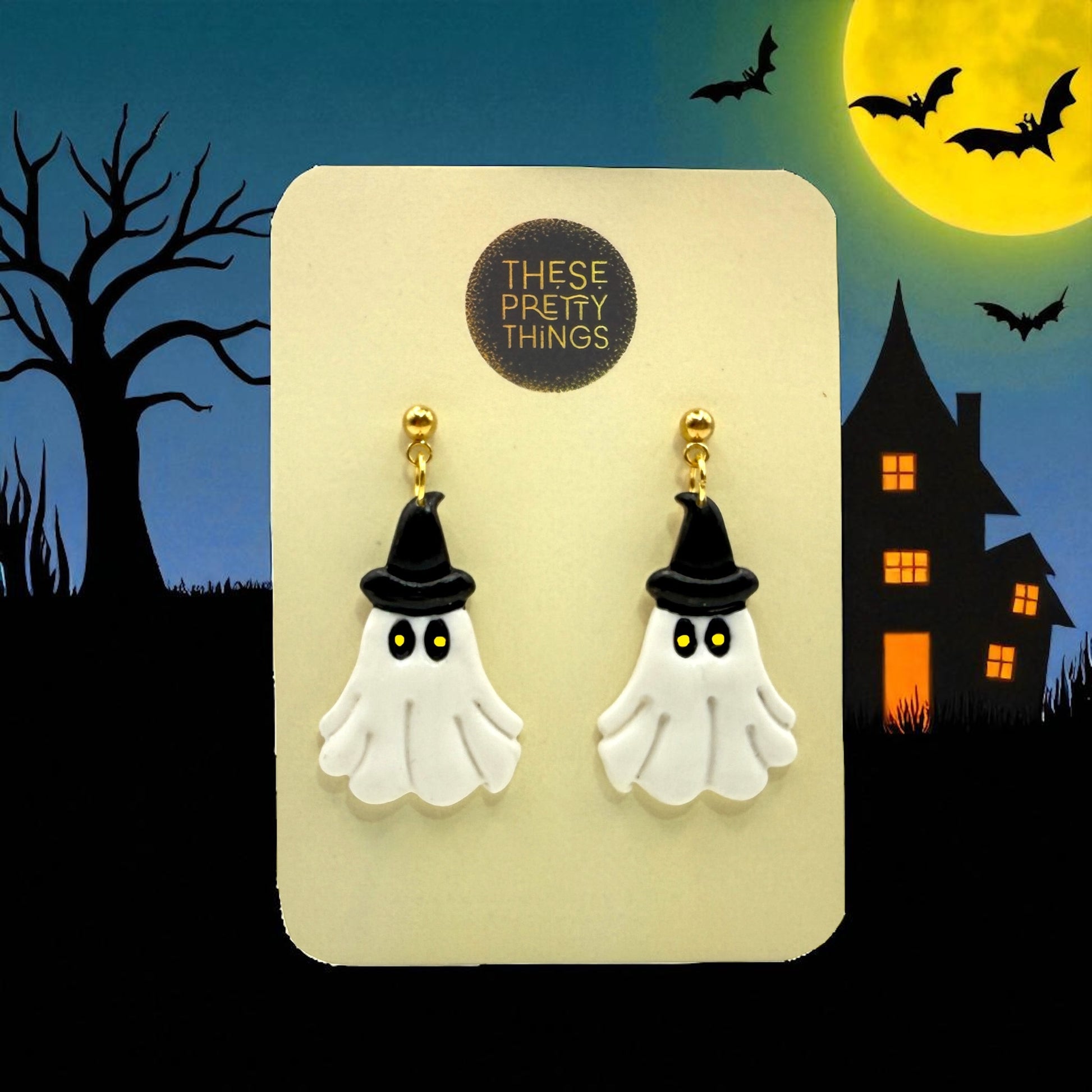 These Pretty Things Halloween Ghost With Witches Hat