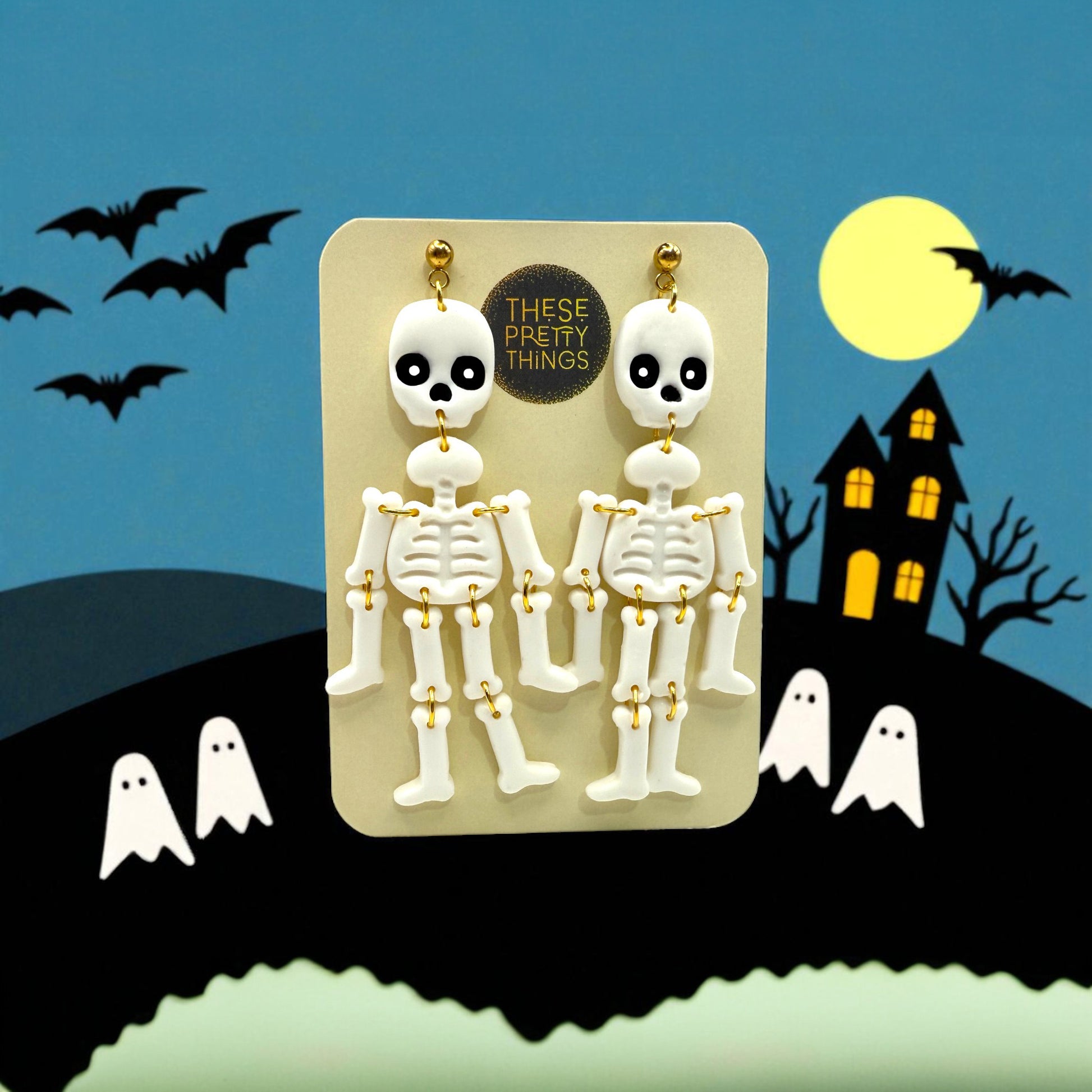 These Pretty Things Halloween Skeleton Earrings