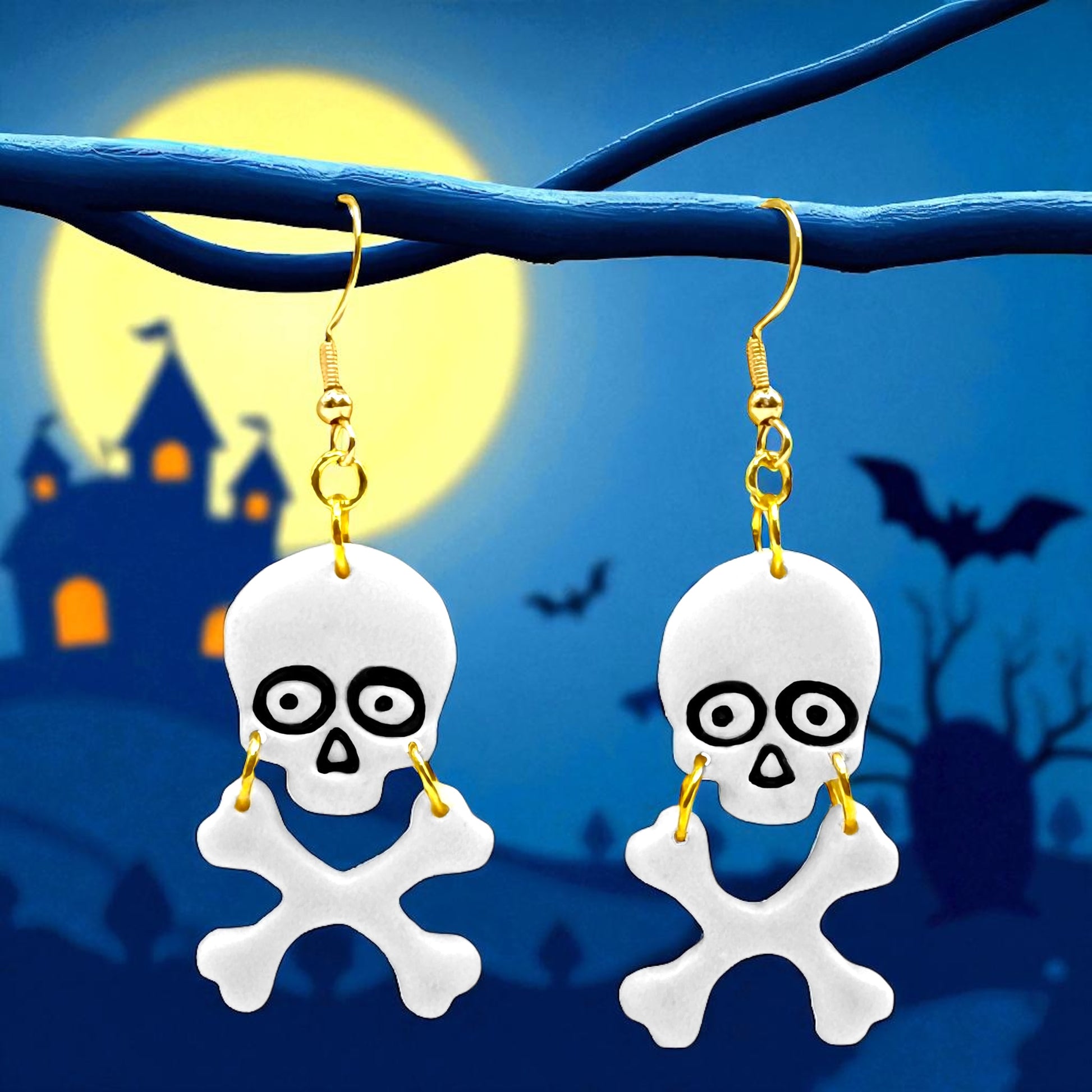 These Pretty Things Halloween Skull & Crossbones Earrings