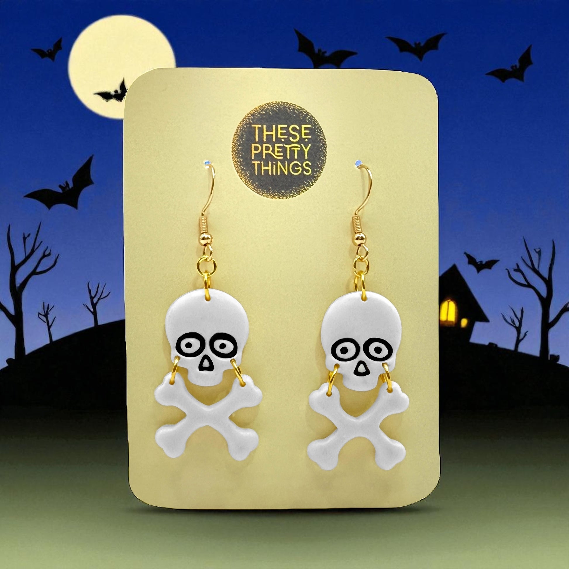 These Pretty Things Halloween Skull & Crossbones Earrings