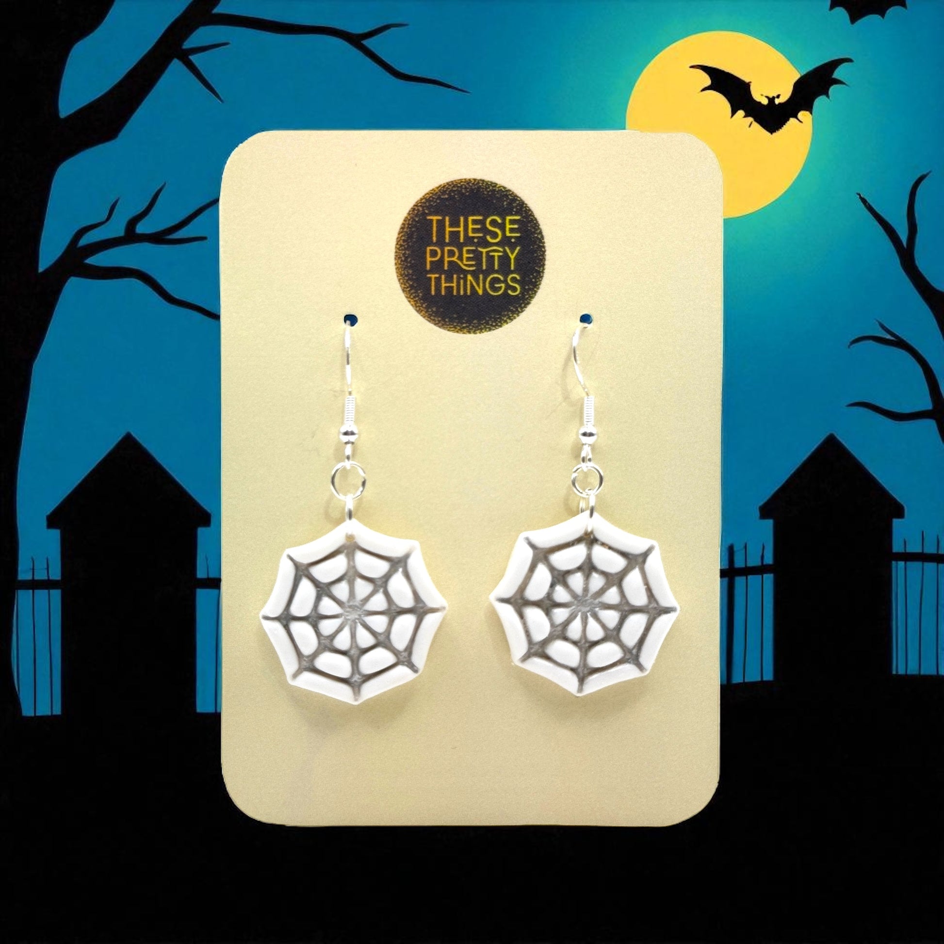 These Pretty Things Halloween Spiders Web Earrings