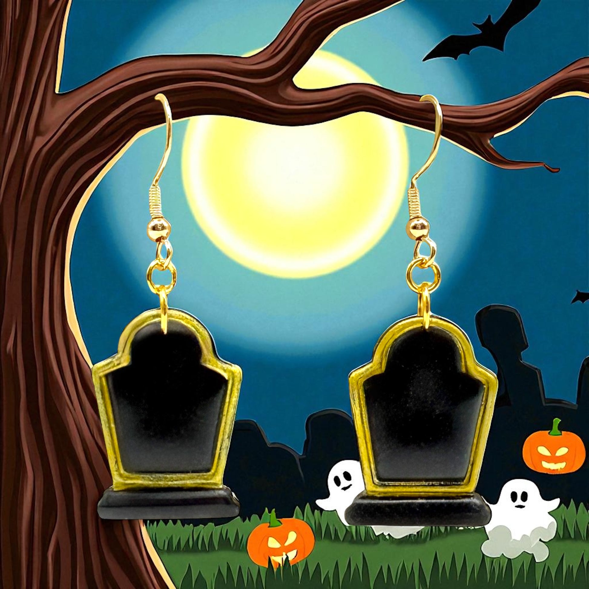 These Pretty Things Halloween Tombstone Earrings
