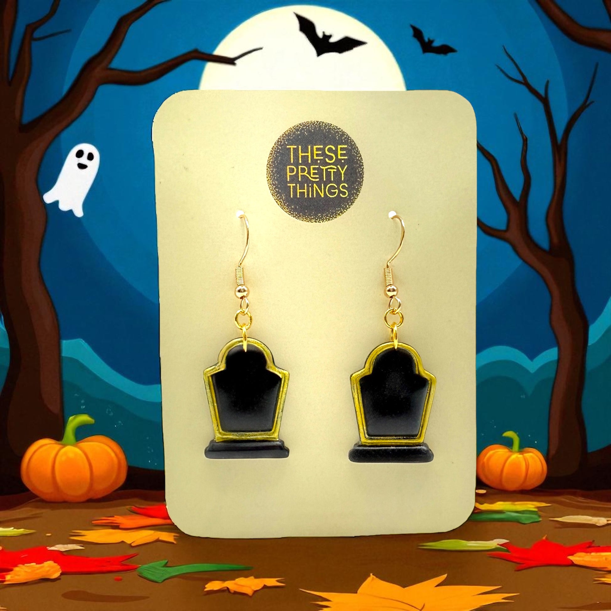 These Pretty Things Halloween Tombstone Earrings