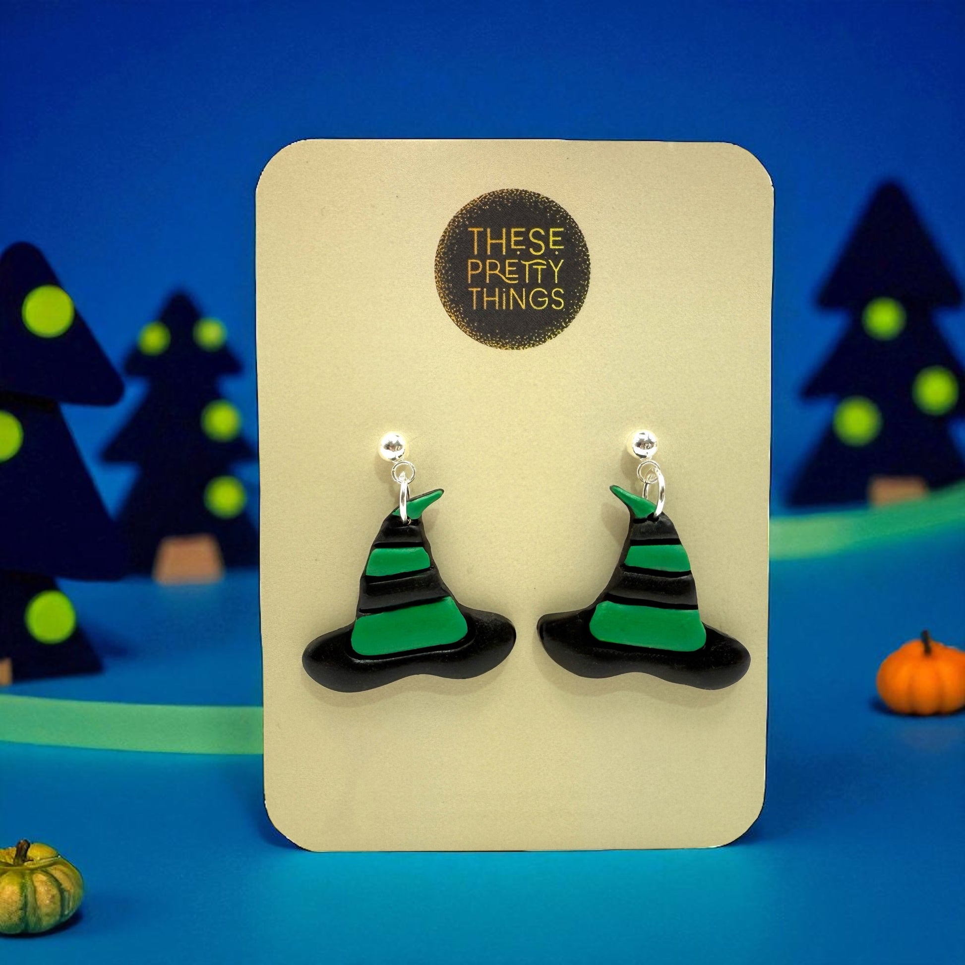 These Pretty Things Halloween Witches Hat Earrings