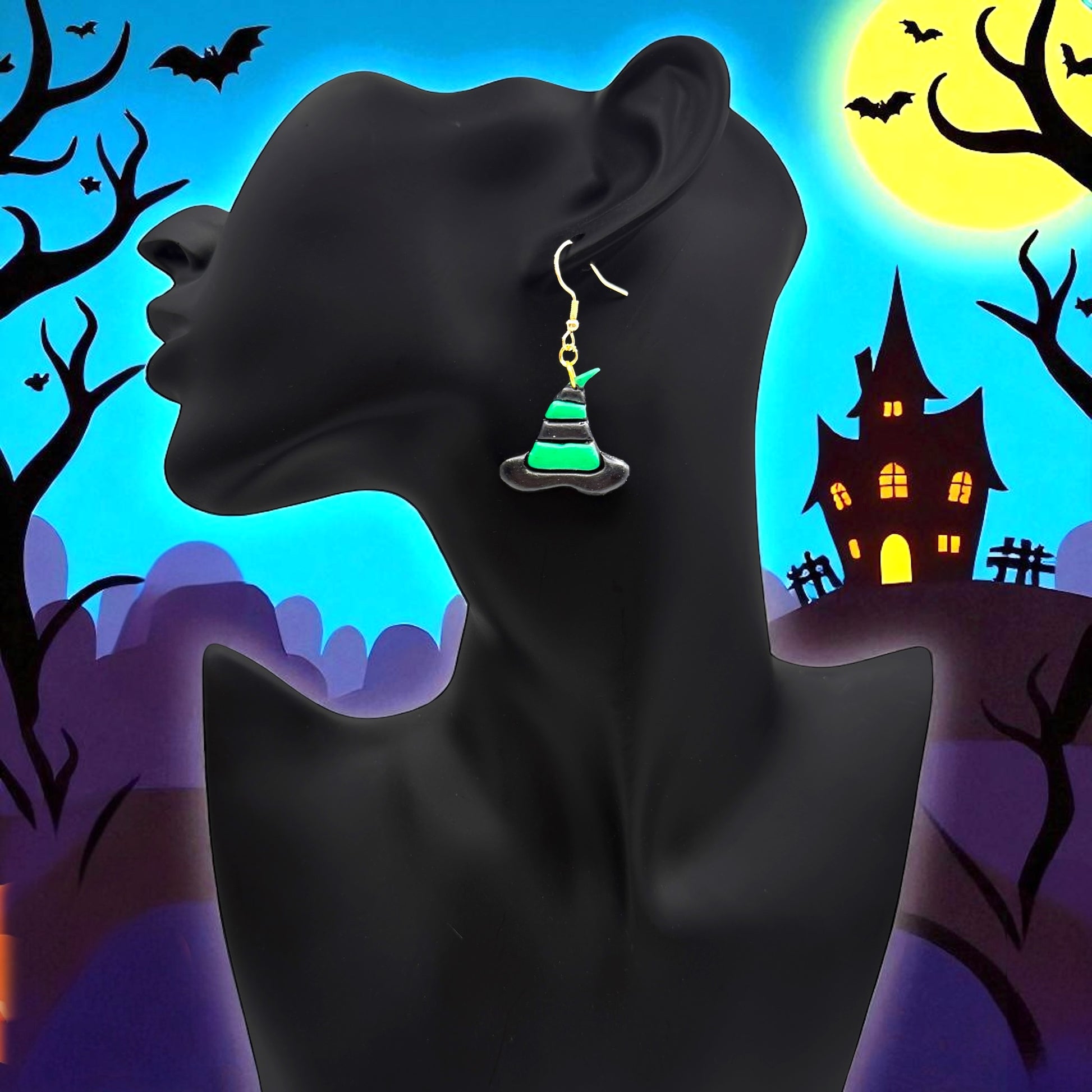 These Pretty Things Halloween Witches Hat Earrings