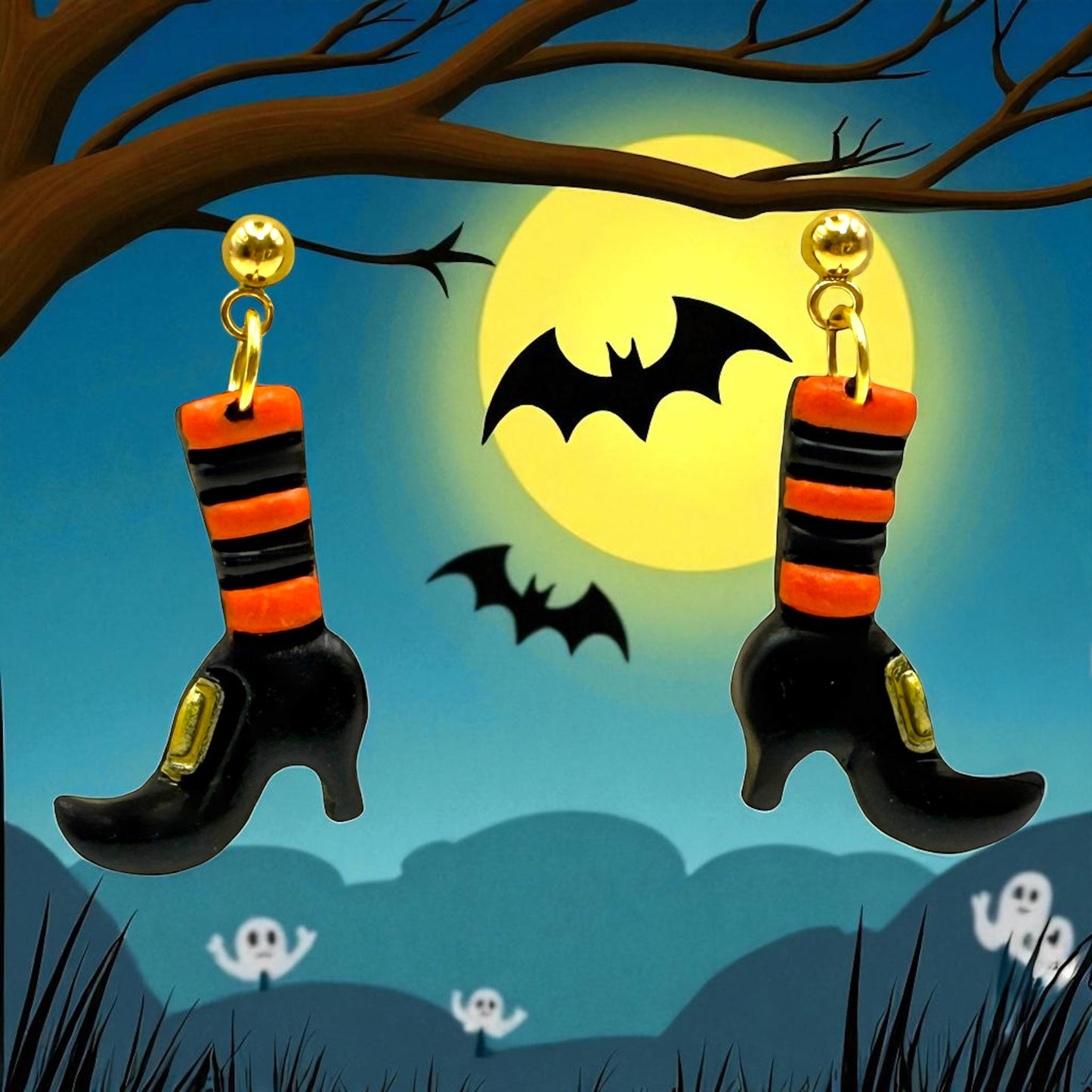These Pretty Things Halloween Witches Shoes & Socks Earrings