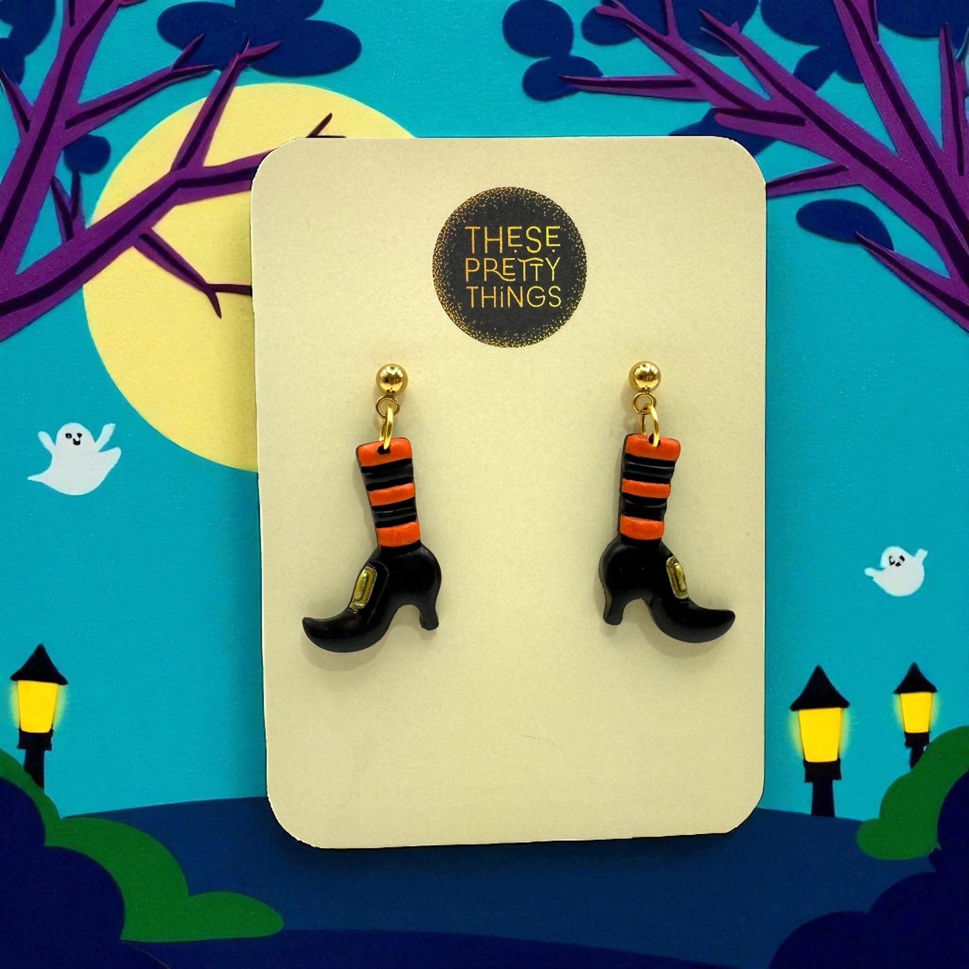 These Pretty Things Halloween Witches Shoes & Socks Earrings