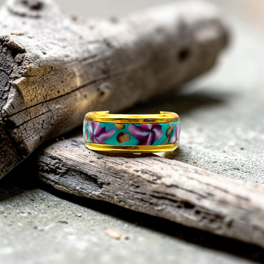 These Pretty Things Violet Cloisonne Gold Ring