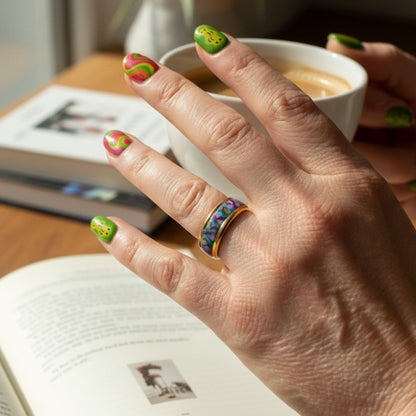 These Pretty Things Violet Cloisonne Gold Ring