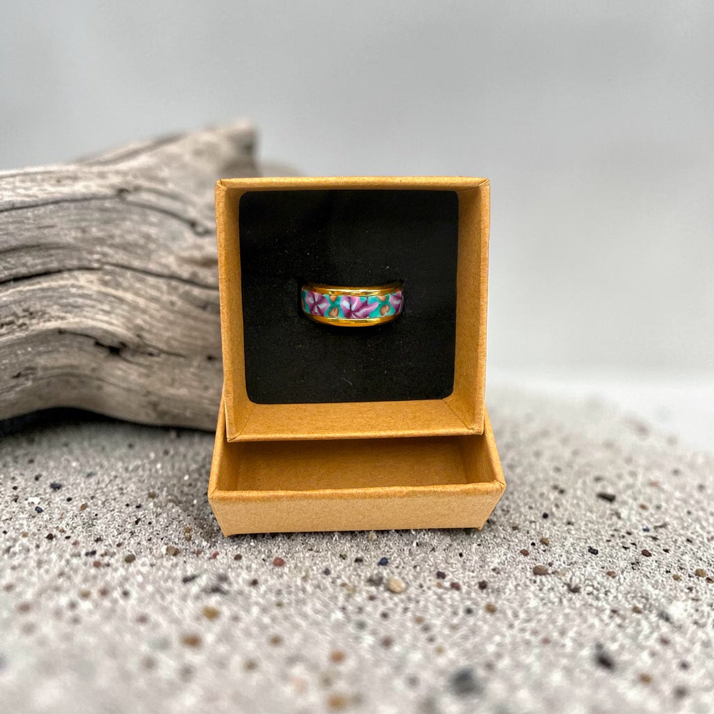 These Pretty Things Violet Cloisonne Gold Ring