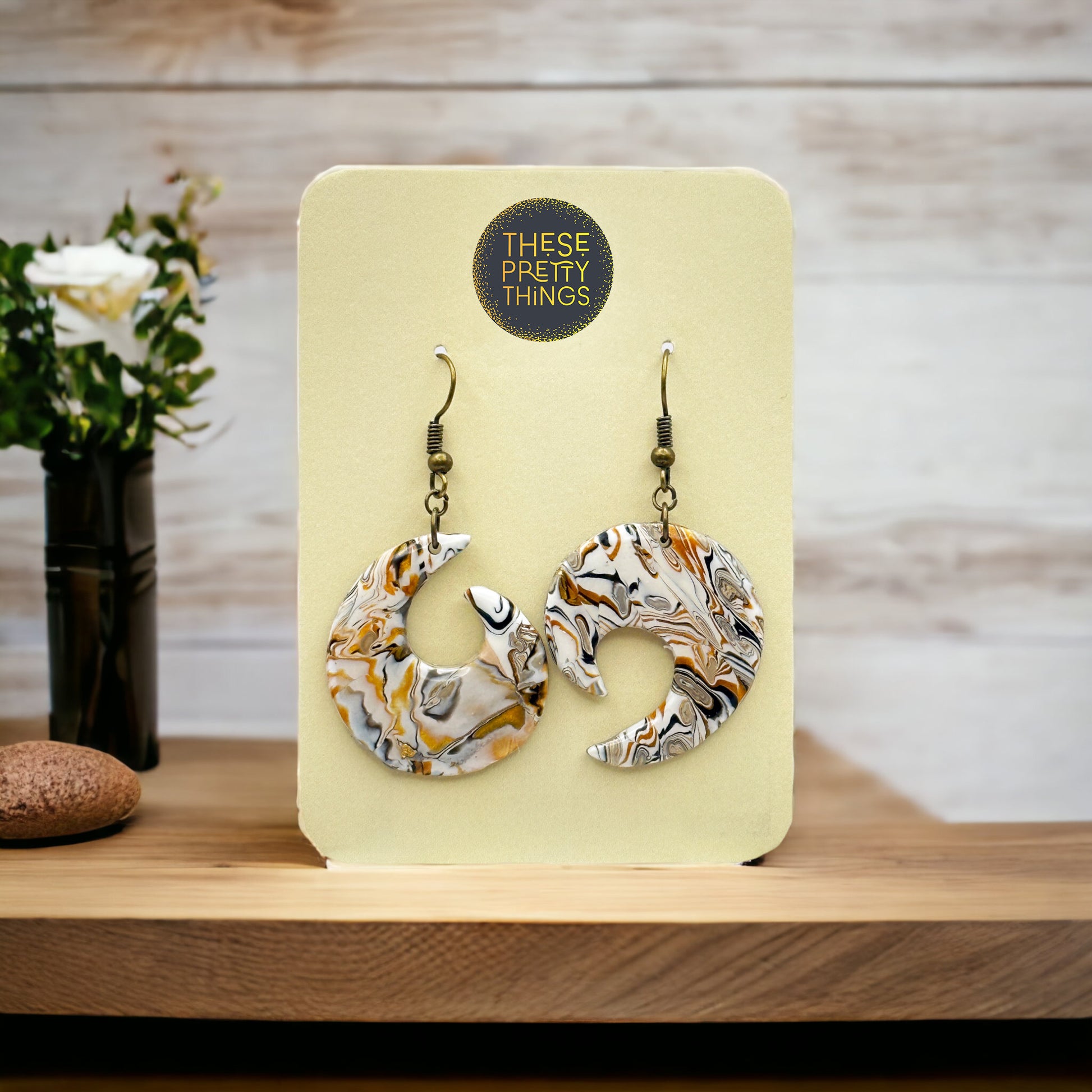 Made With Love Azura Collection Ying & Yang Medium Hook Earrings