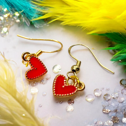 These Pretty Things Charmed Collection Dark Pink Hearts Earrings