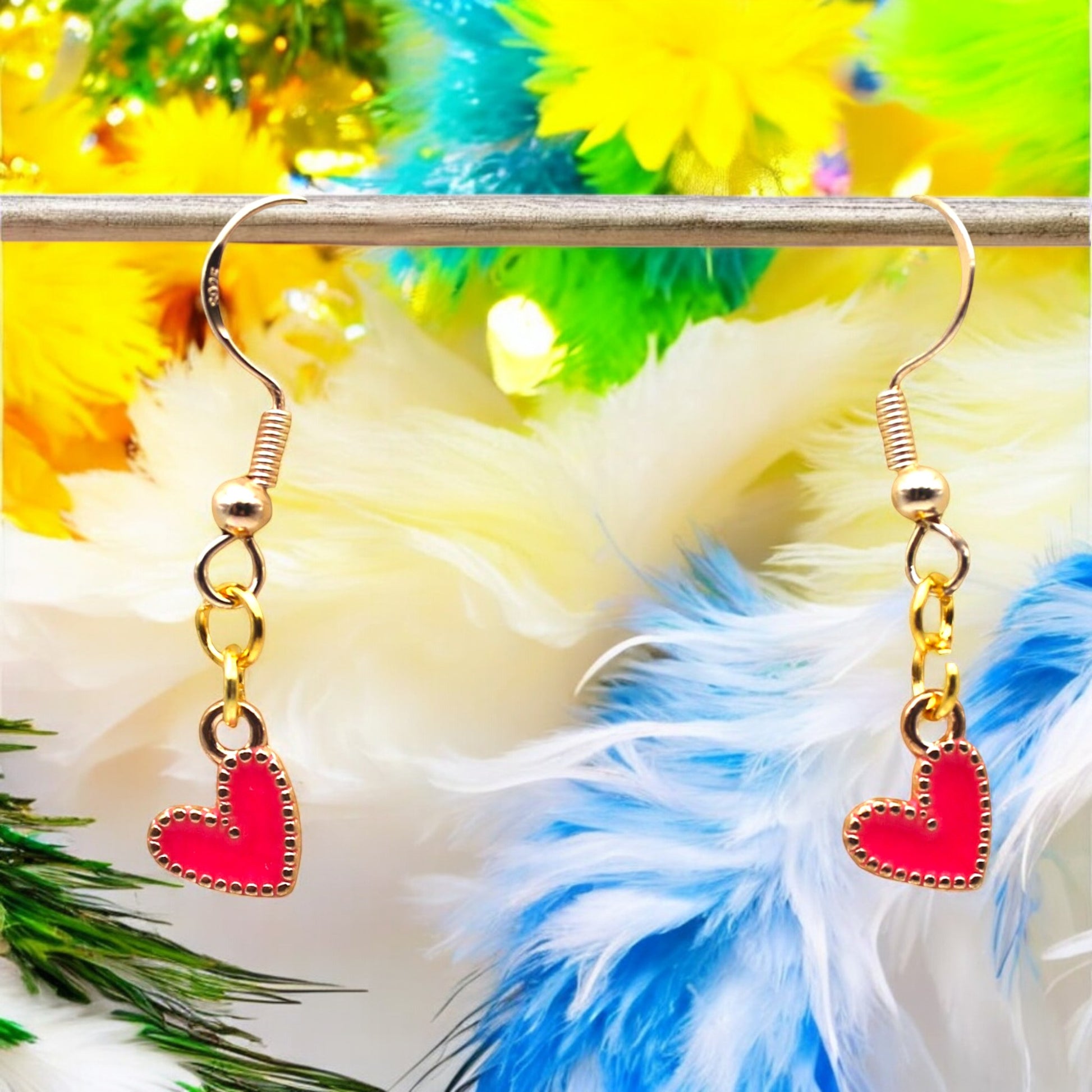 These Pretty Things Charmed Collection Dark Pink Hearts Earrings