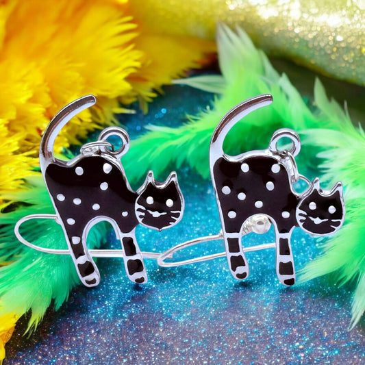 These Pretty Things Charmed Collection Arched Black Large Cat Earrings