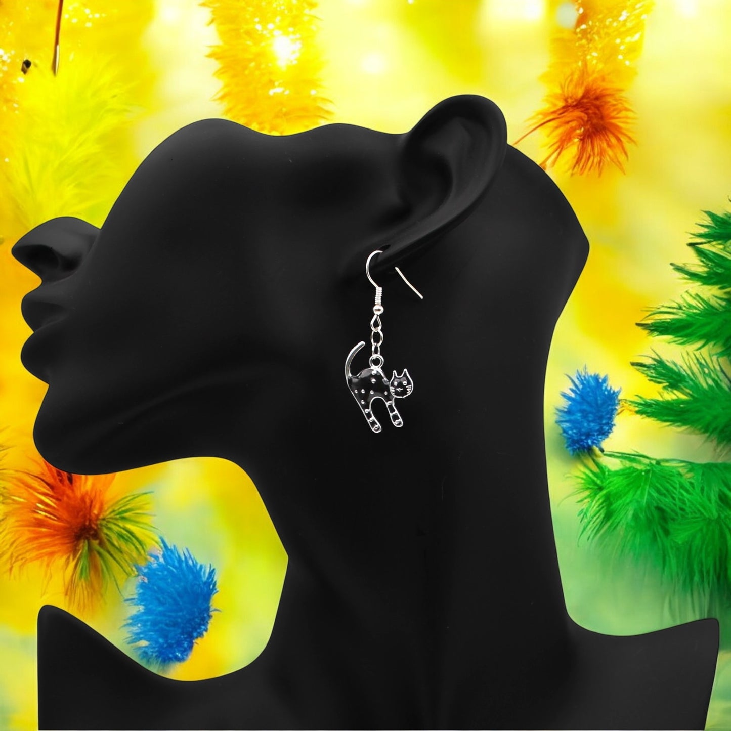 These Pretty Things Charmed Collection Arched Black Large Cat Earrings